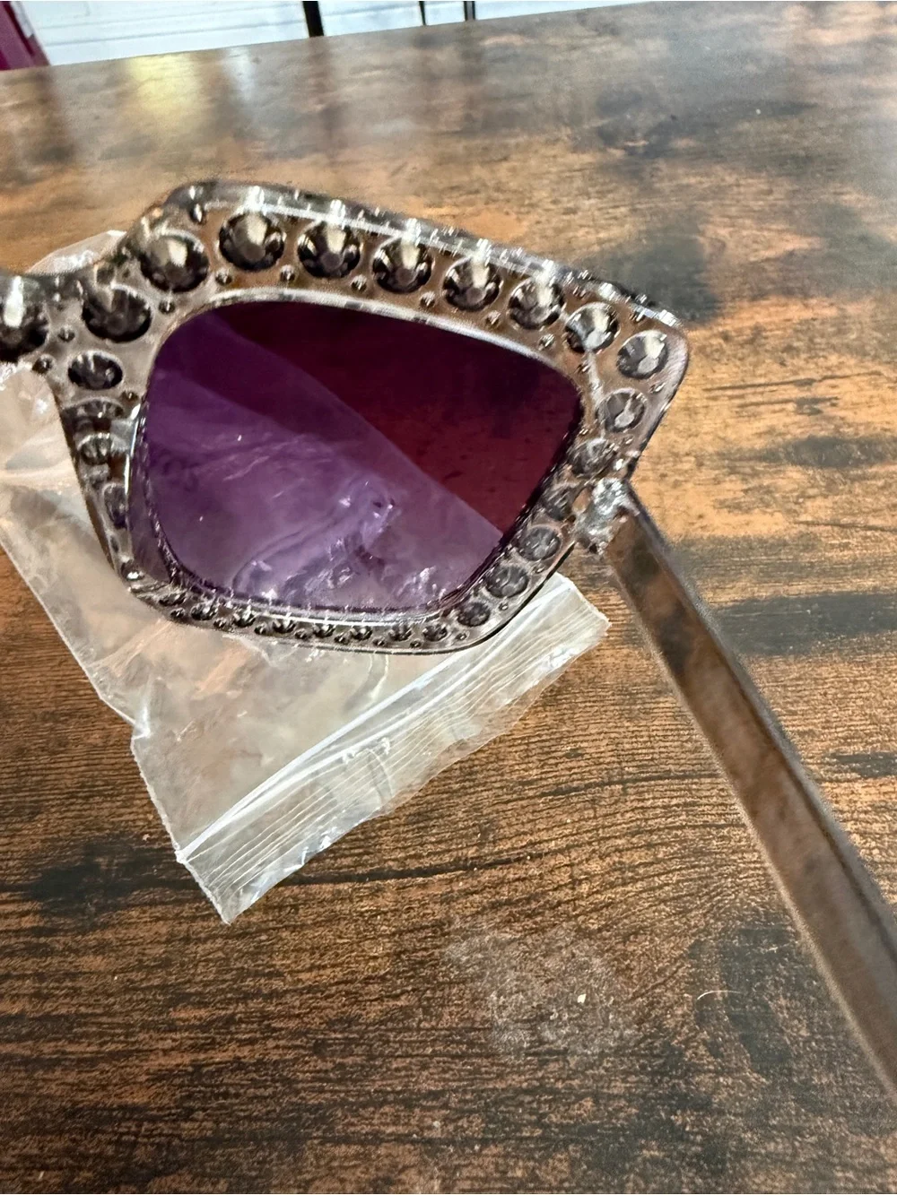 Crystal-Embellished Square Sunglasses in Black fashion glasses